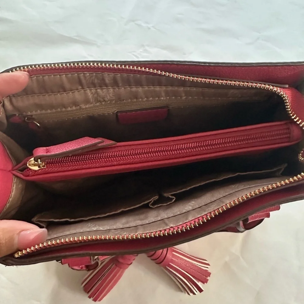 Anne Klein Pink Satchel with Gold-Tone Hardware